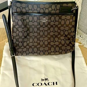 Coach Black Graphite Rowan File Bag in Signature Canvas
